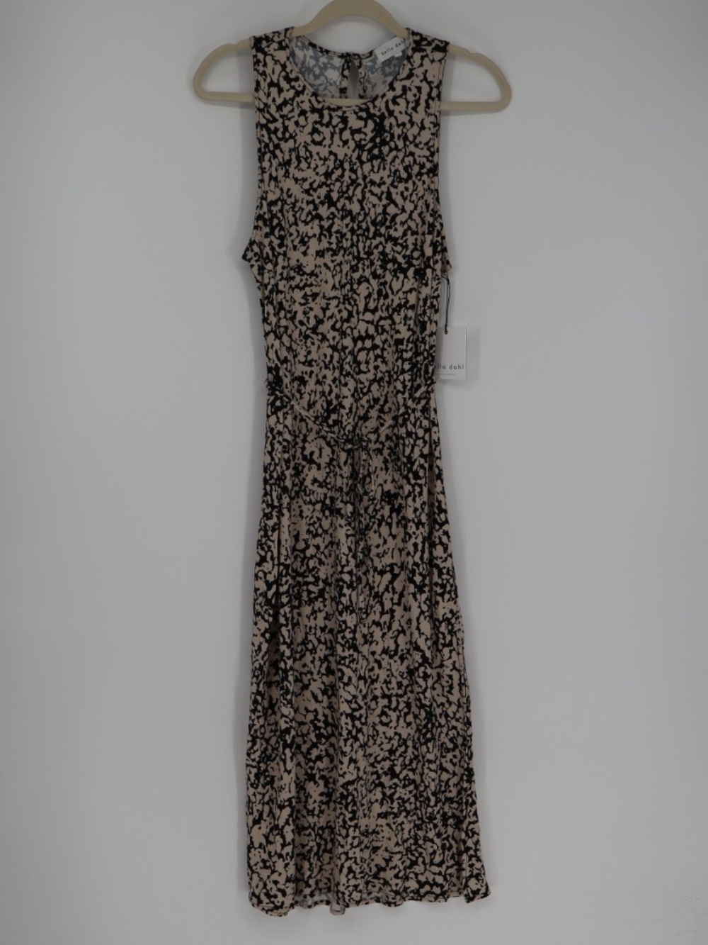 Bella Dahl Women's Abstract Bloom Tank Slip Maxi Dress Size Large NWT Tie Waist